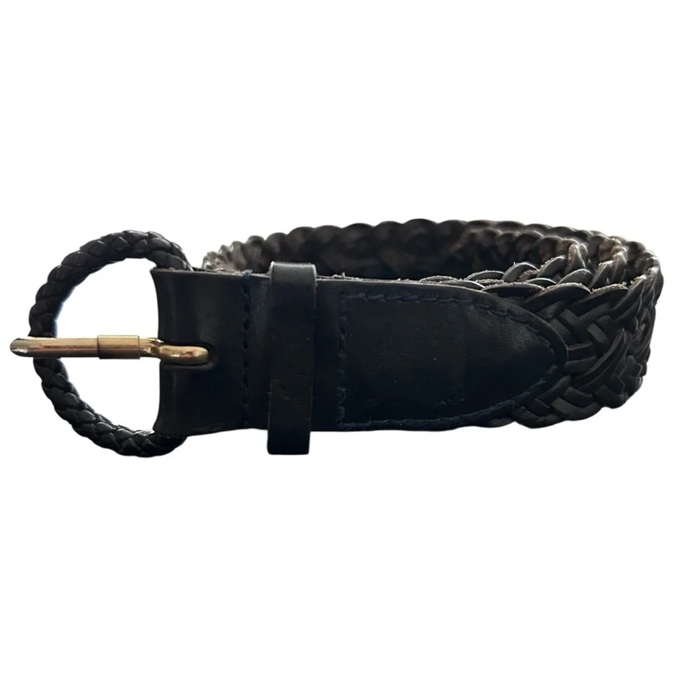 Vintage Talbots Black Braided Leather Belt Men/Women SZ XS